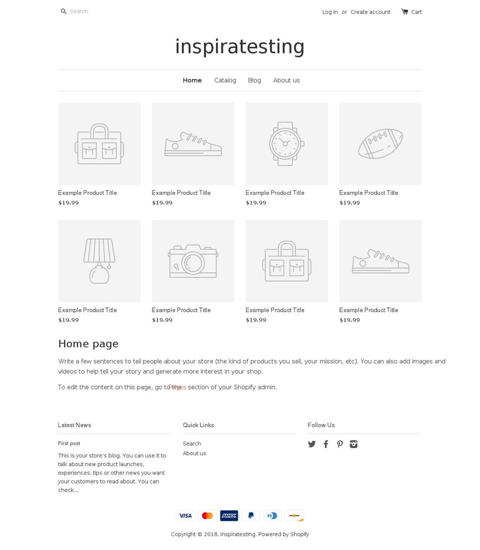 inspiratesting.com shopify website screenshot