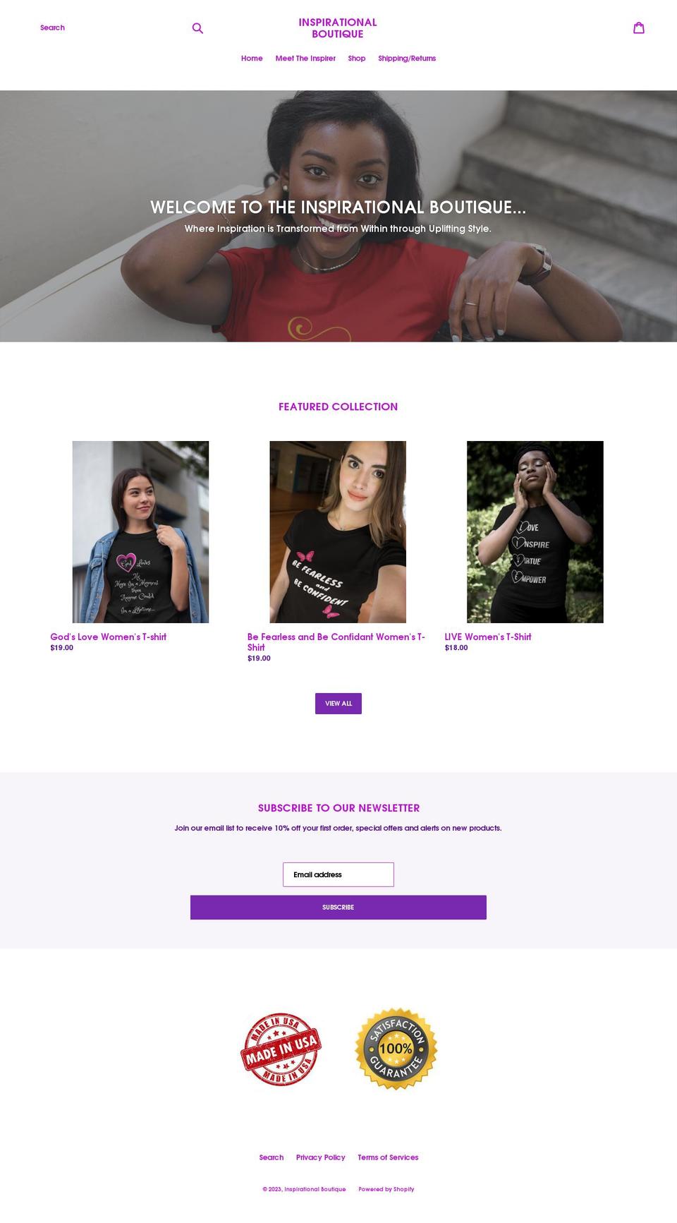 inspirationalboutique.org shopify website screenshot