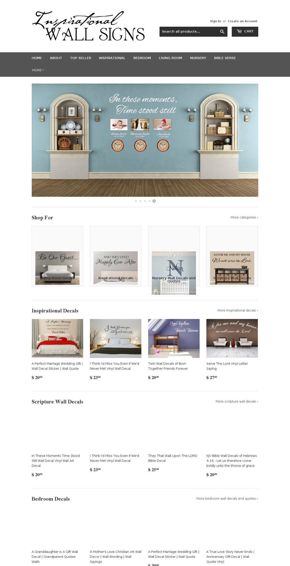inspirationalwallsigns.net shopify website screenshot
