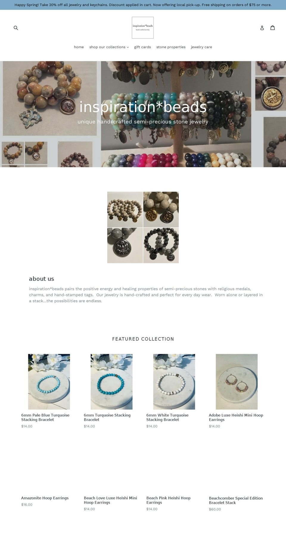 inspirationbeadsbracelets.com shopify website screenshot