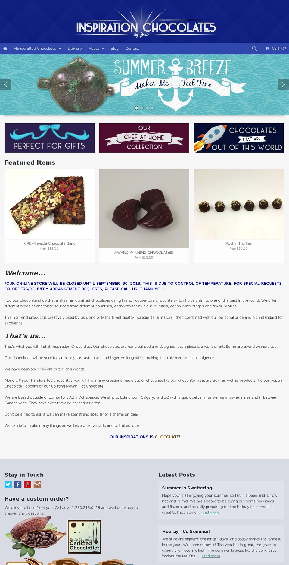 inspirationchocolates.com shopify website screenshot