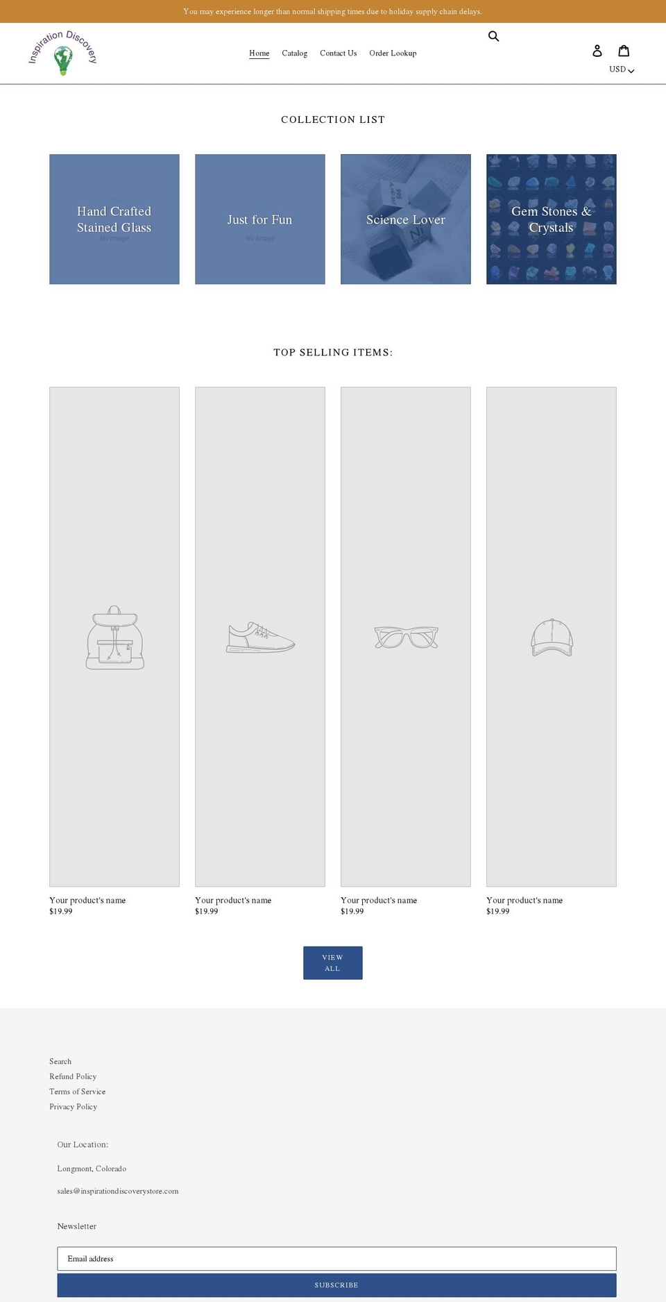 inspirationdiscoverystore.com shopify website screenshot