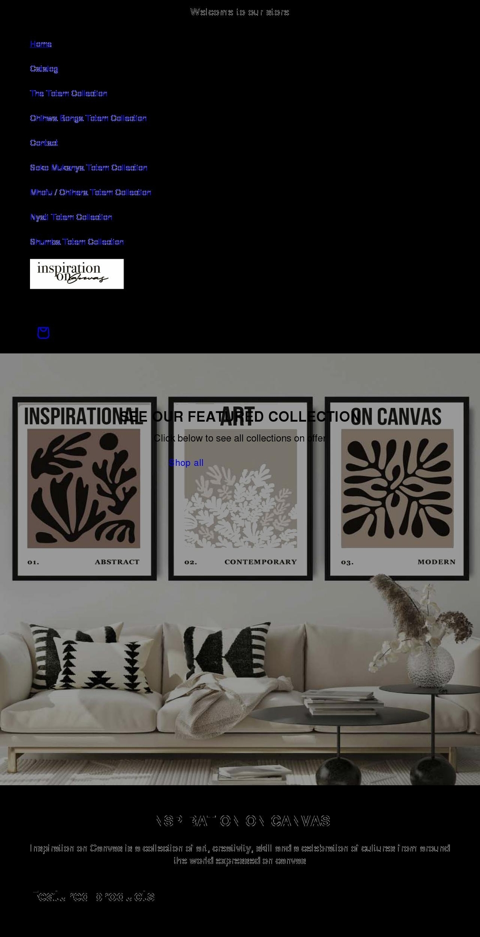 inspirationoncanvas.com shopify website screenshot