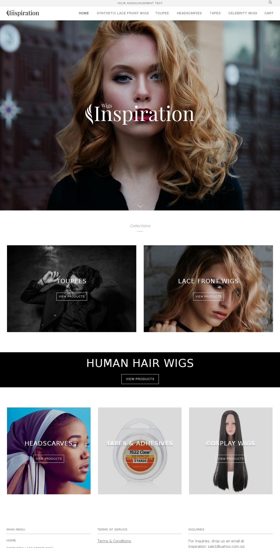 inspirationwigs.com — Shopify storefront screenshot