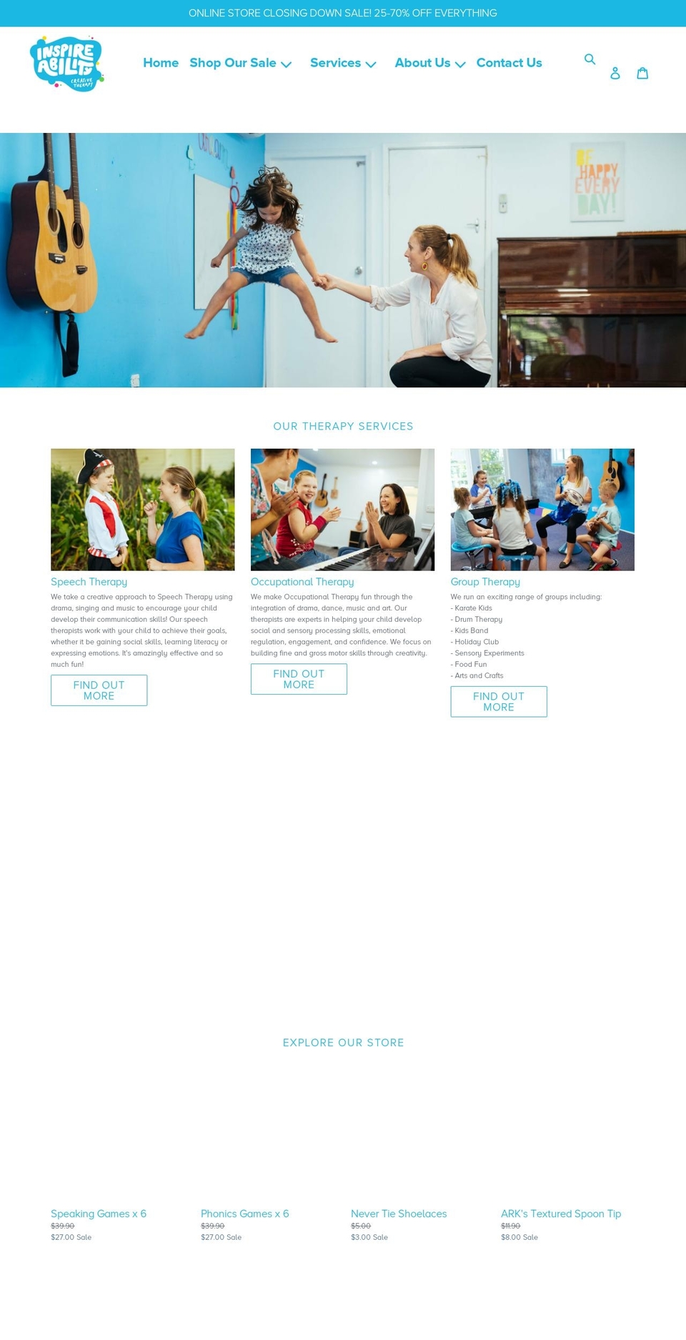 inspireability.com.au shopify website screenshot