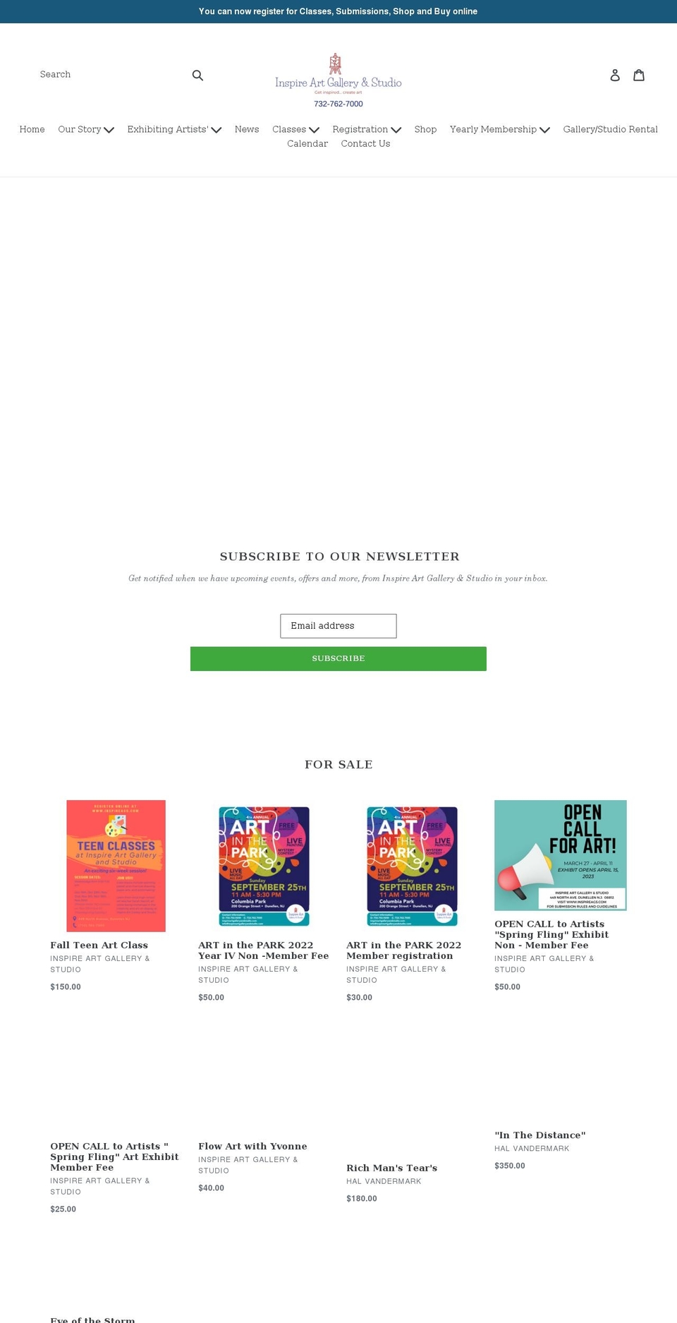inspireartgalleryandstudio.com — Shopify storefront screenshot