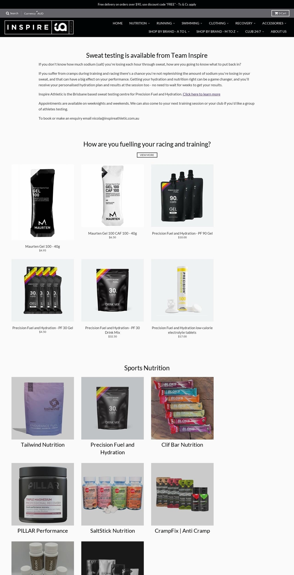 inspireathletic.com.au shopify website screenshot