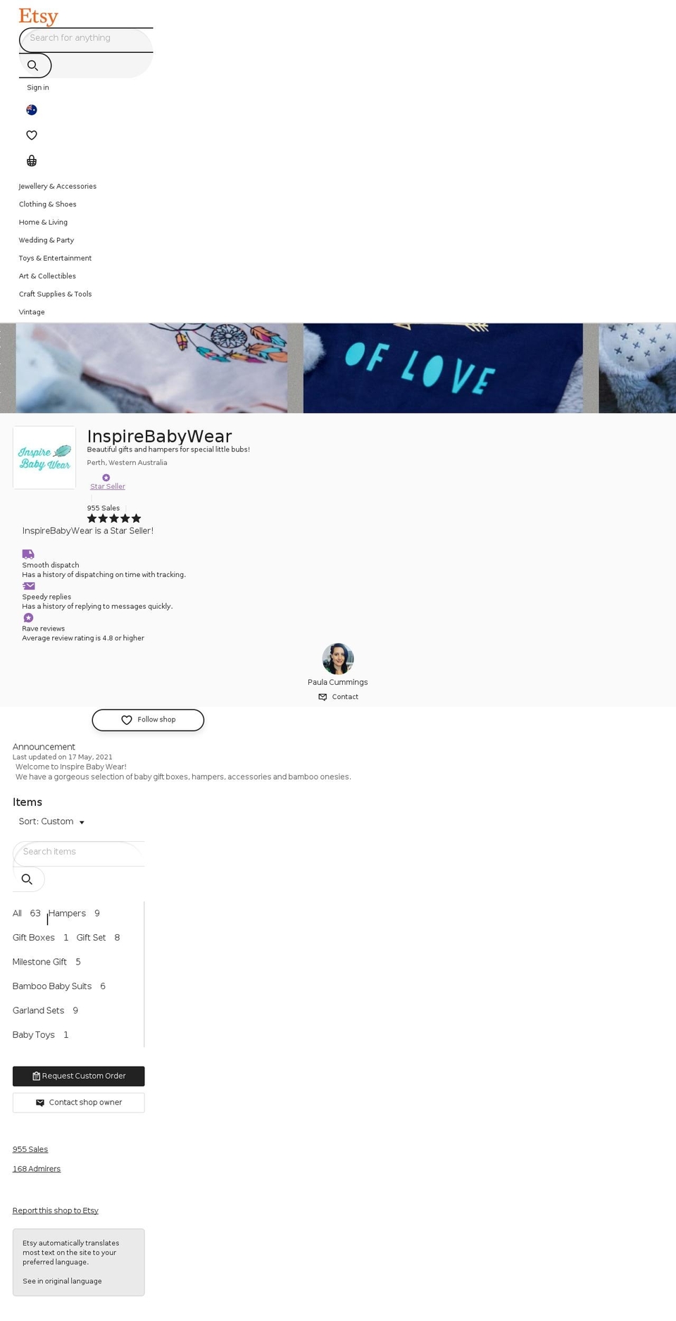 inspirebabywear.com shopify website screenshot