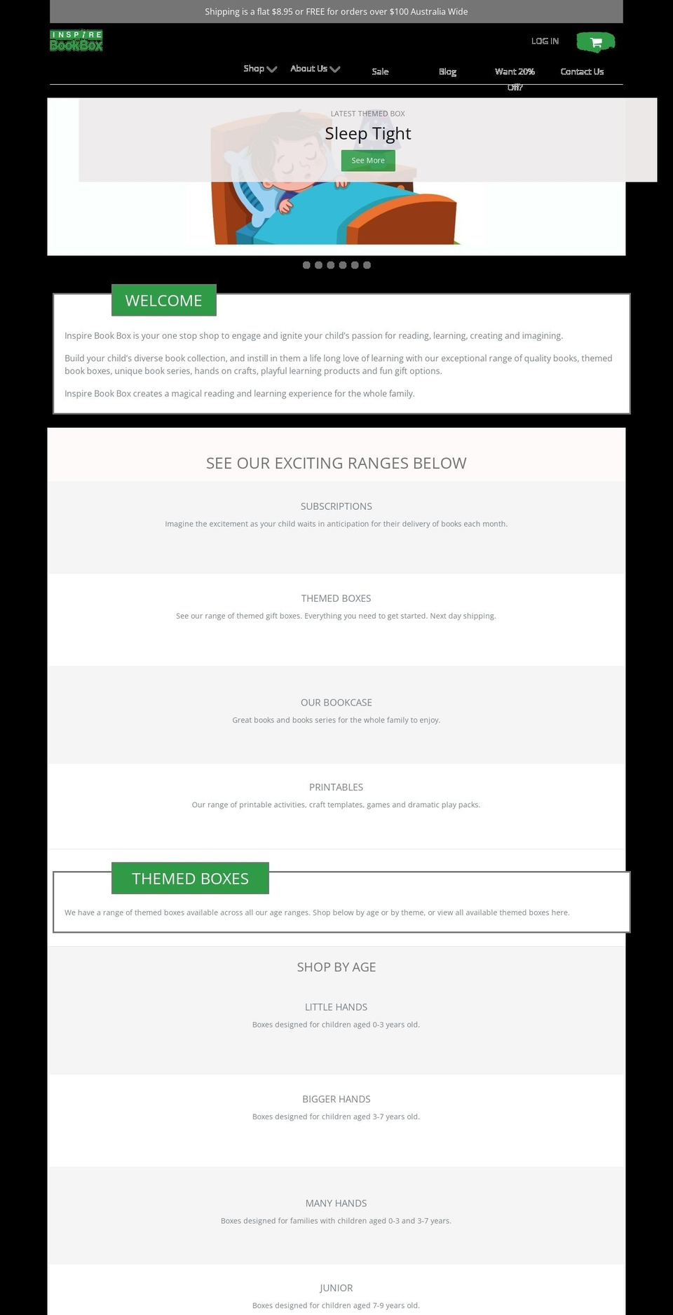 inspirebookbox.com.au shopify website screenshot