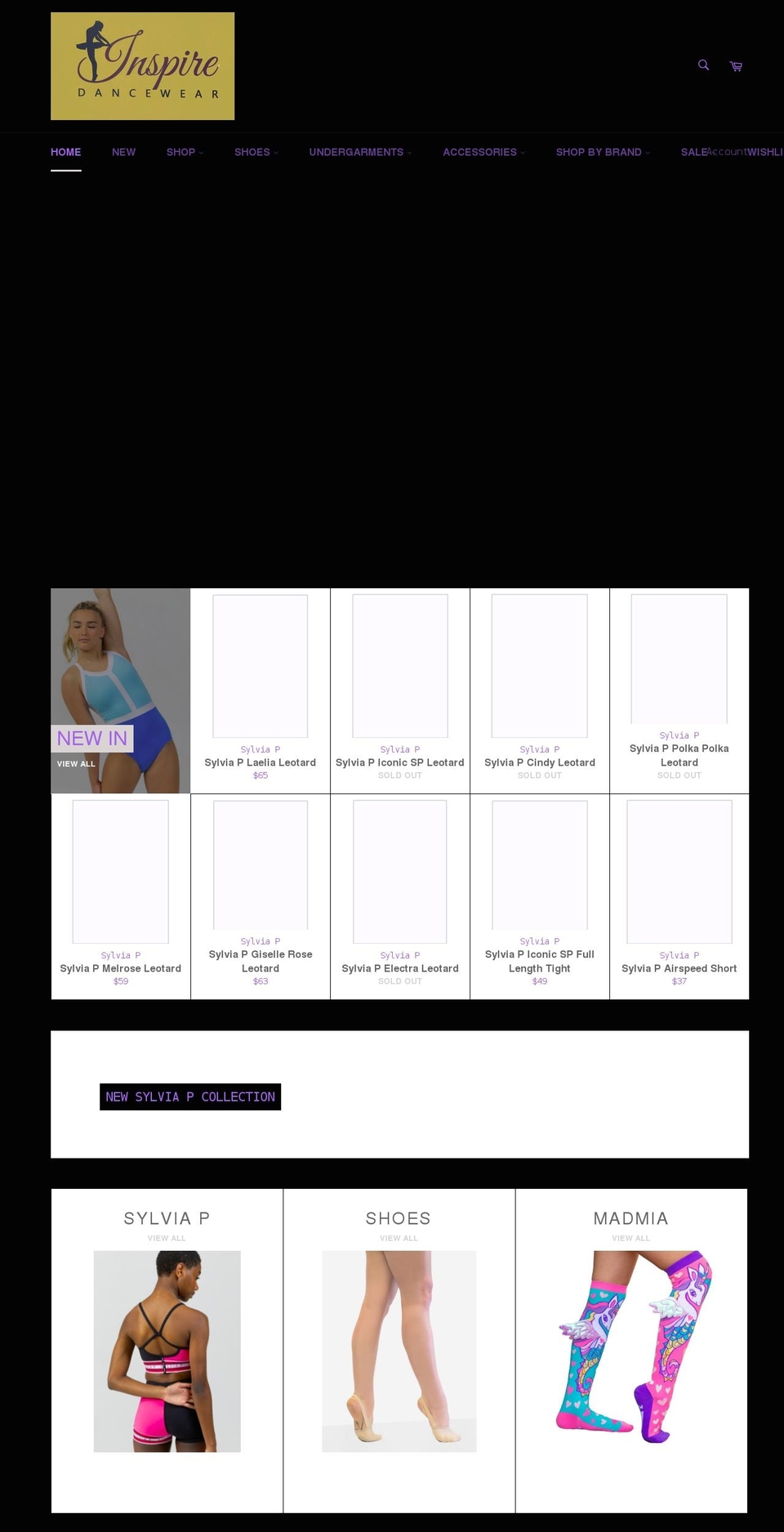 inspiredancewear.com.au shopify website screenshot