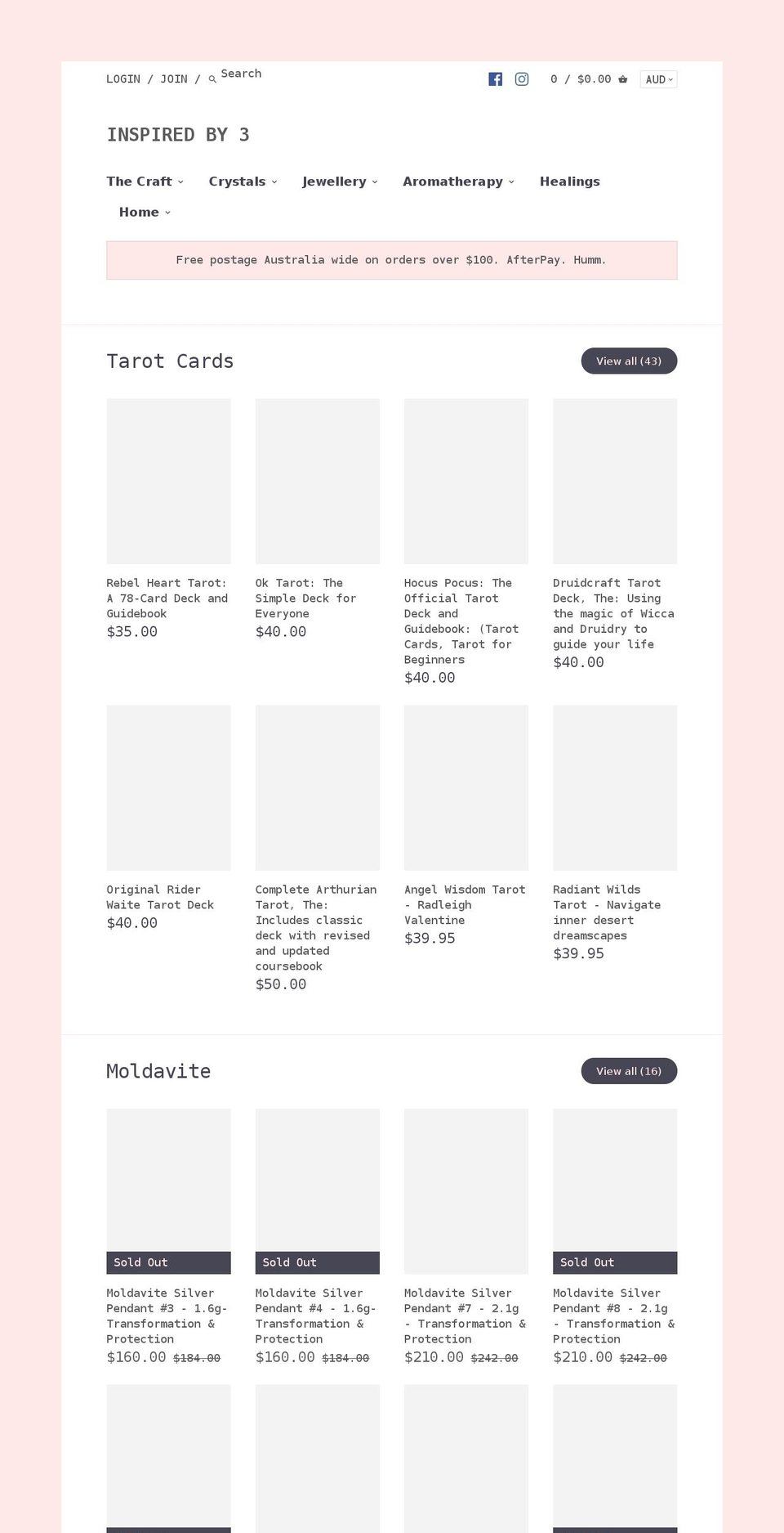 inspiredby3.com.au shopify website screenshot