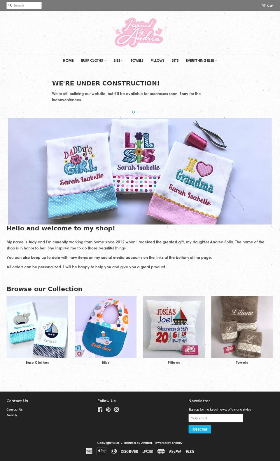 inspiredbyandrea.com shopify website screenshot