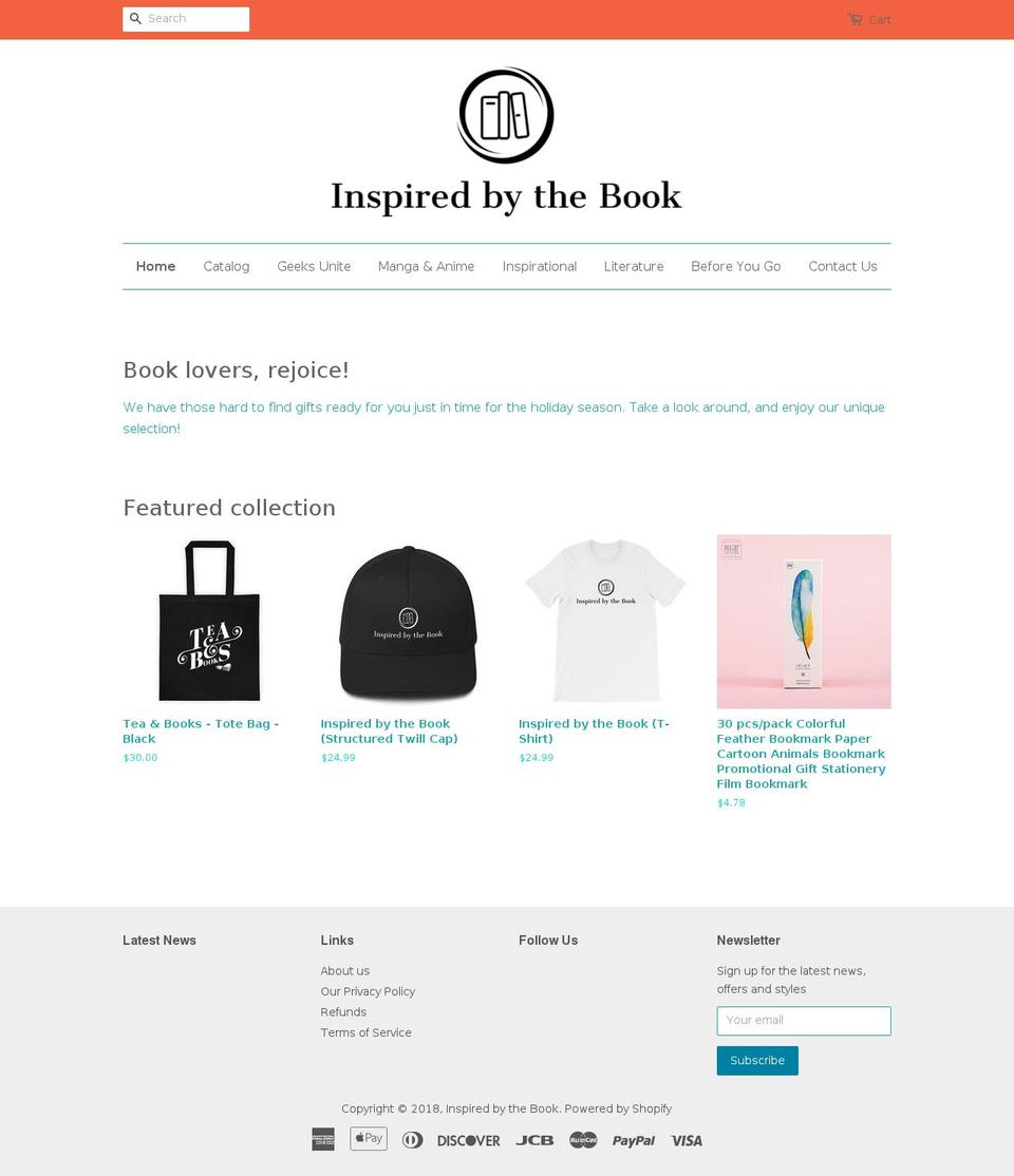 inspiredbythebook.com — Shopify storefront screenshot