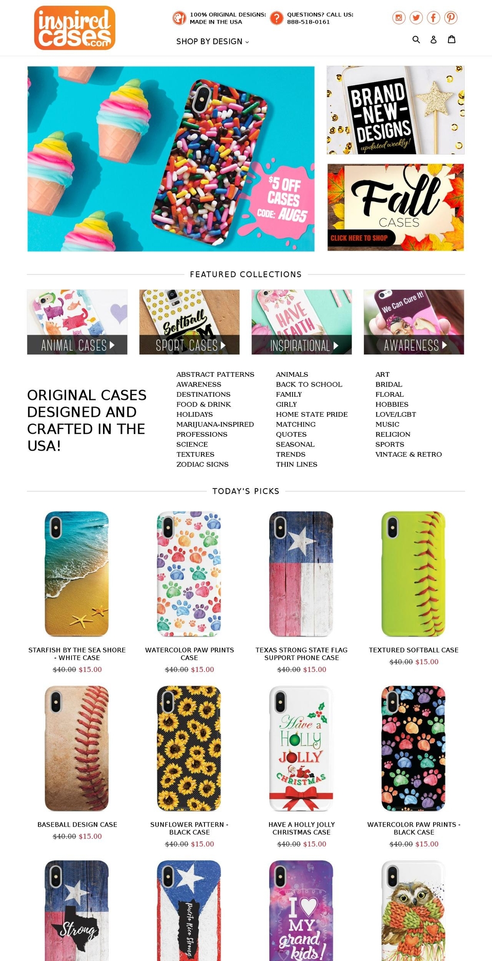 inspiredcases.com — Shopify storefront screenshot