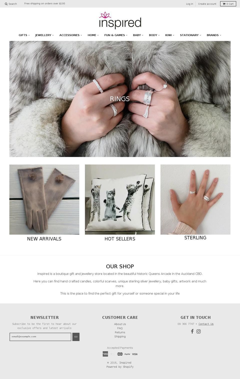 inspiredgift.co.nz shopify website screenshot