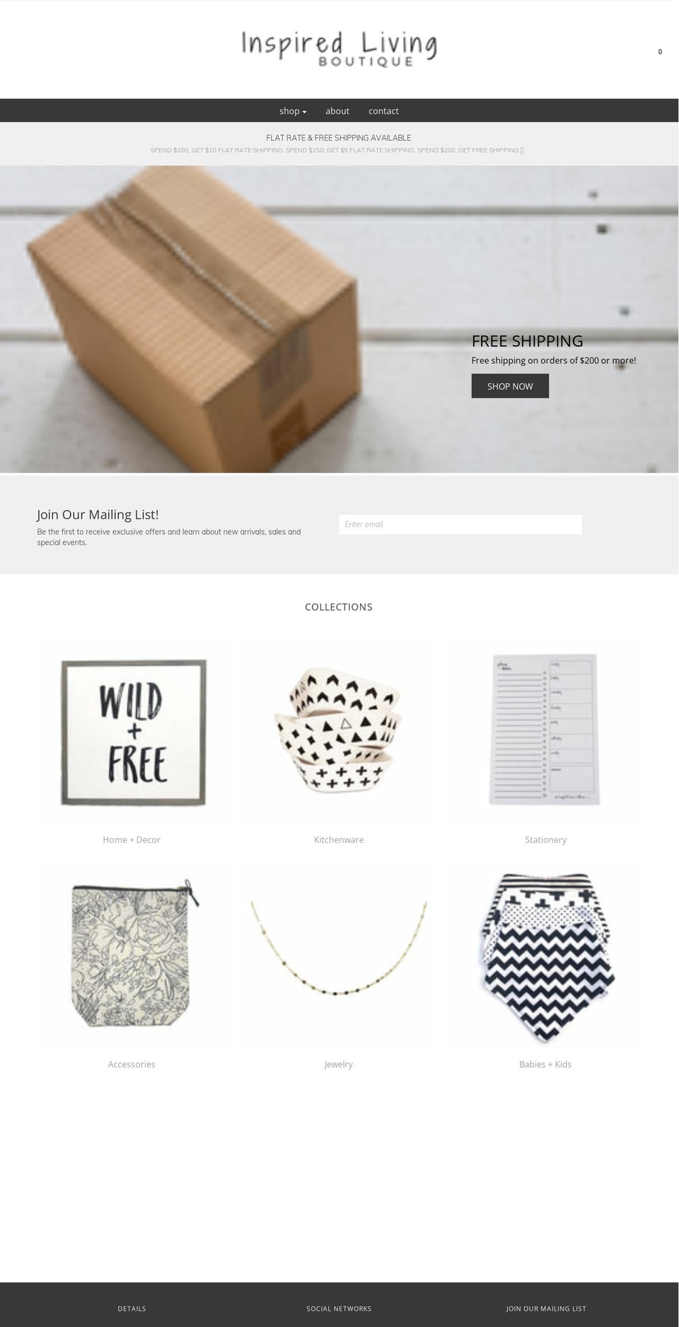 inspiredlivingboutique.com shopify website screenshot