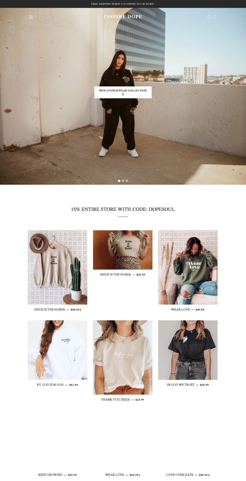 inspiredope.com — Shopify storefront screenshot
