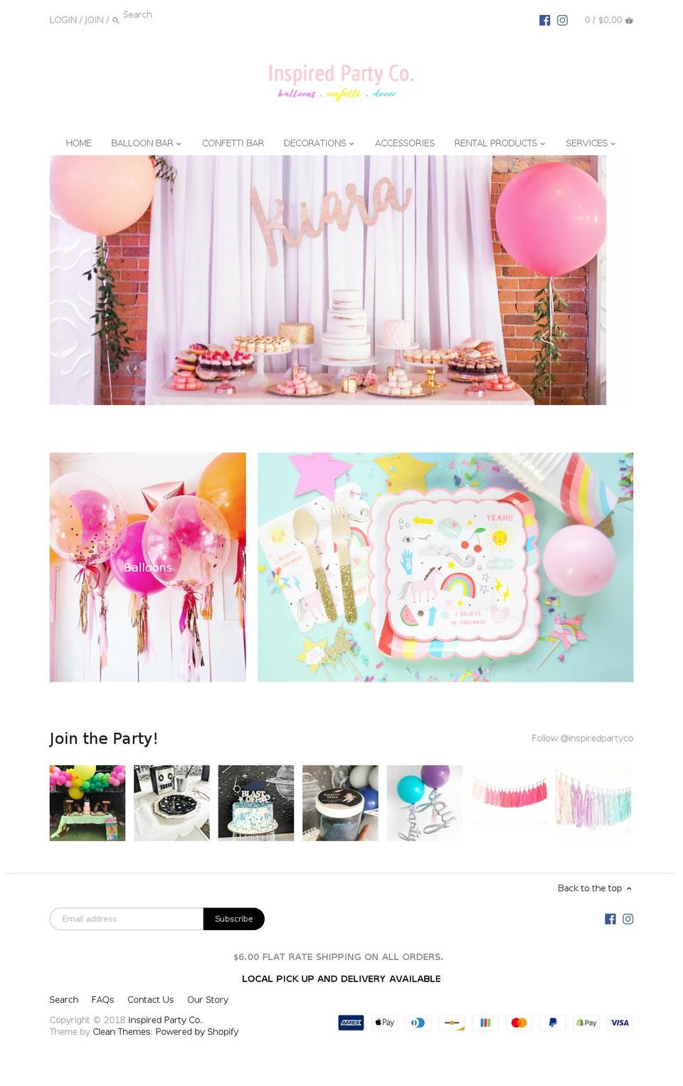 inspiredpartystudio.com — Shopify storefront screenshot