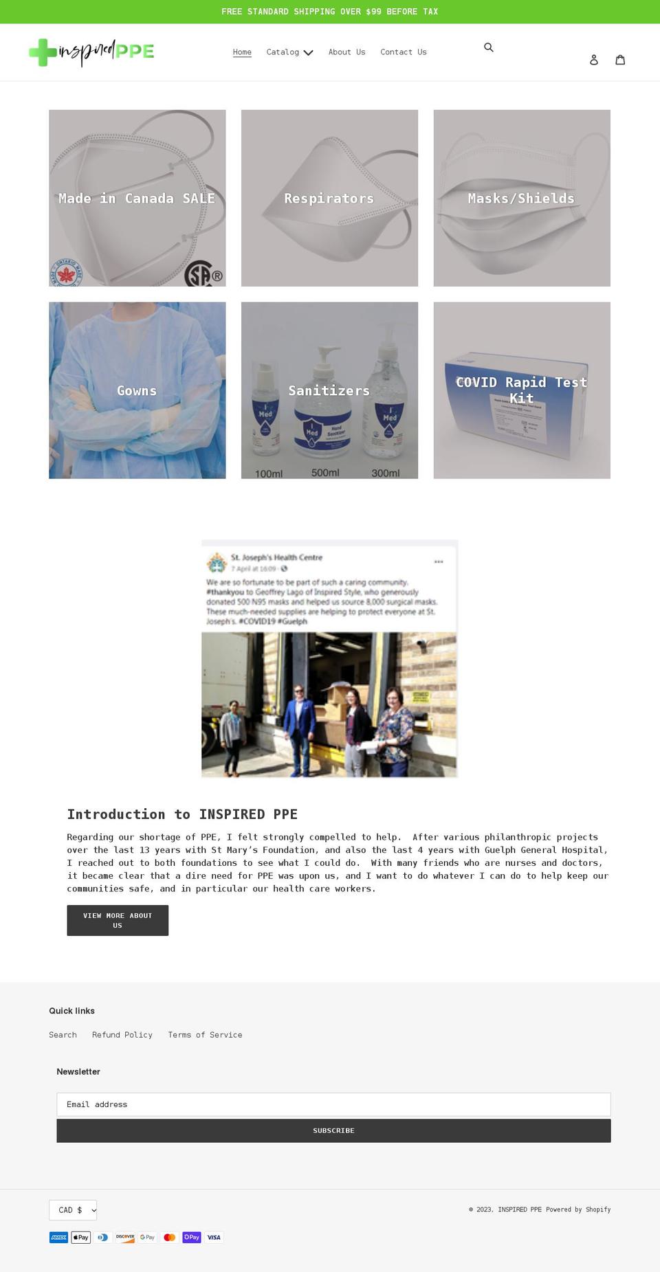 inspiredppe.com shopify website screenshot