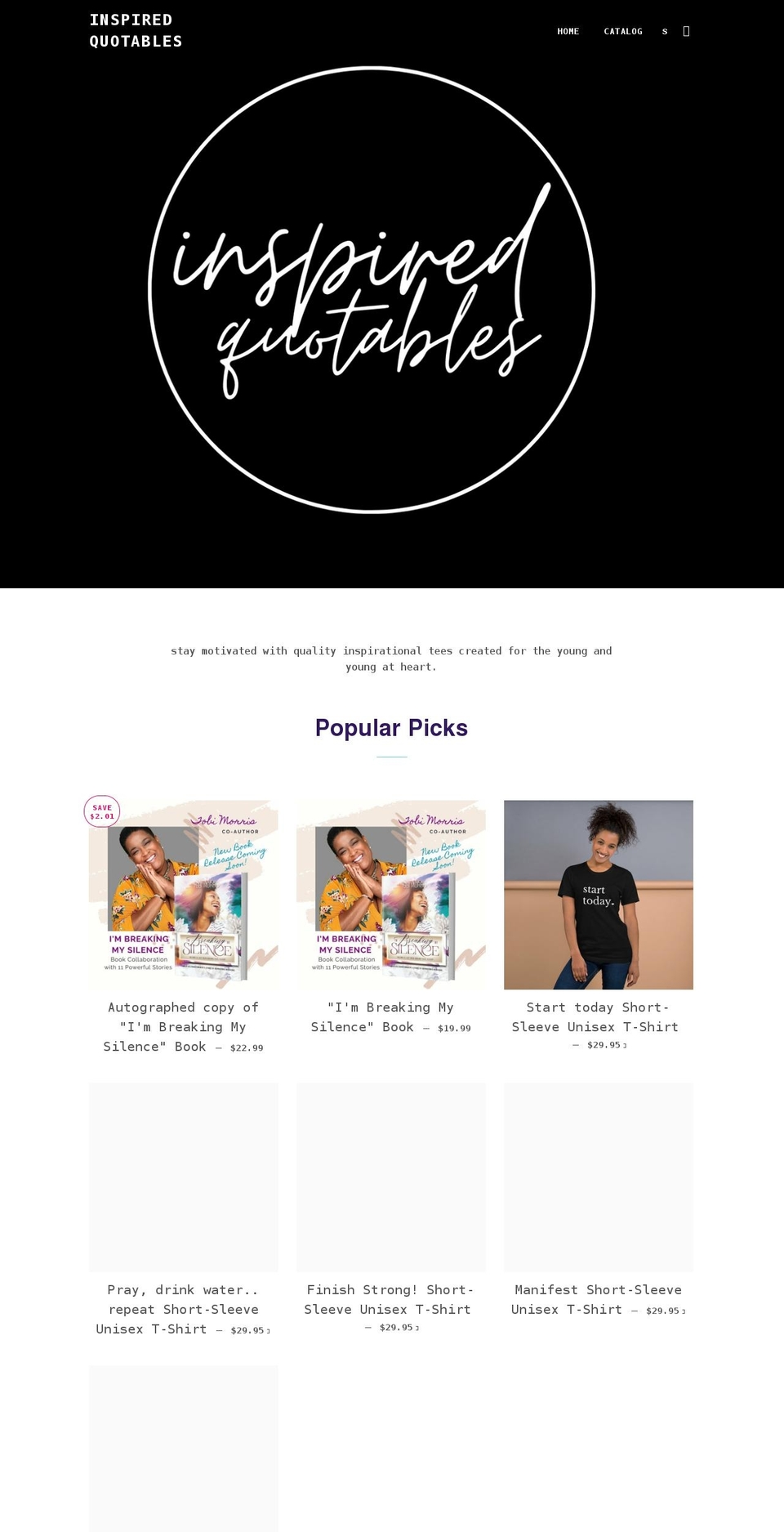 inspiredquotables.com shopify website screenshot