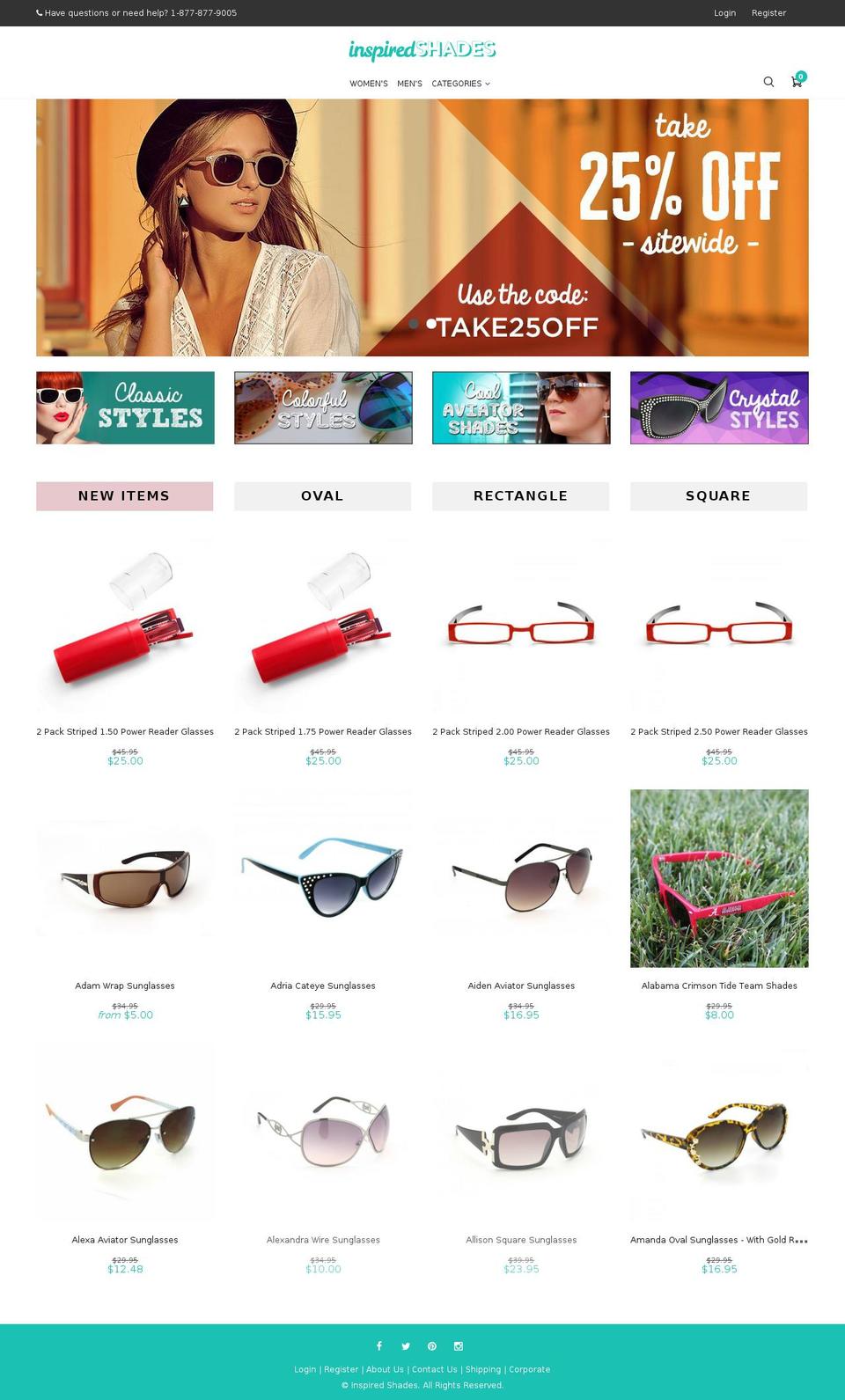 inspiredshadescustomers.com — Shopify storefront screenshot