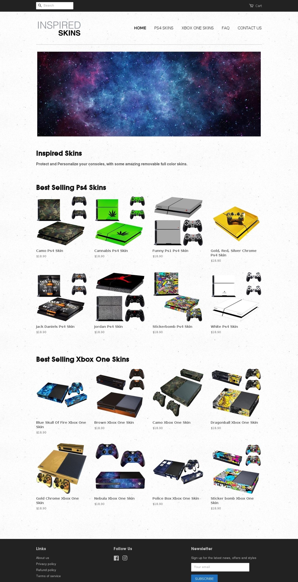 inspiredskins.com shopify website screenshot