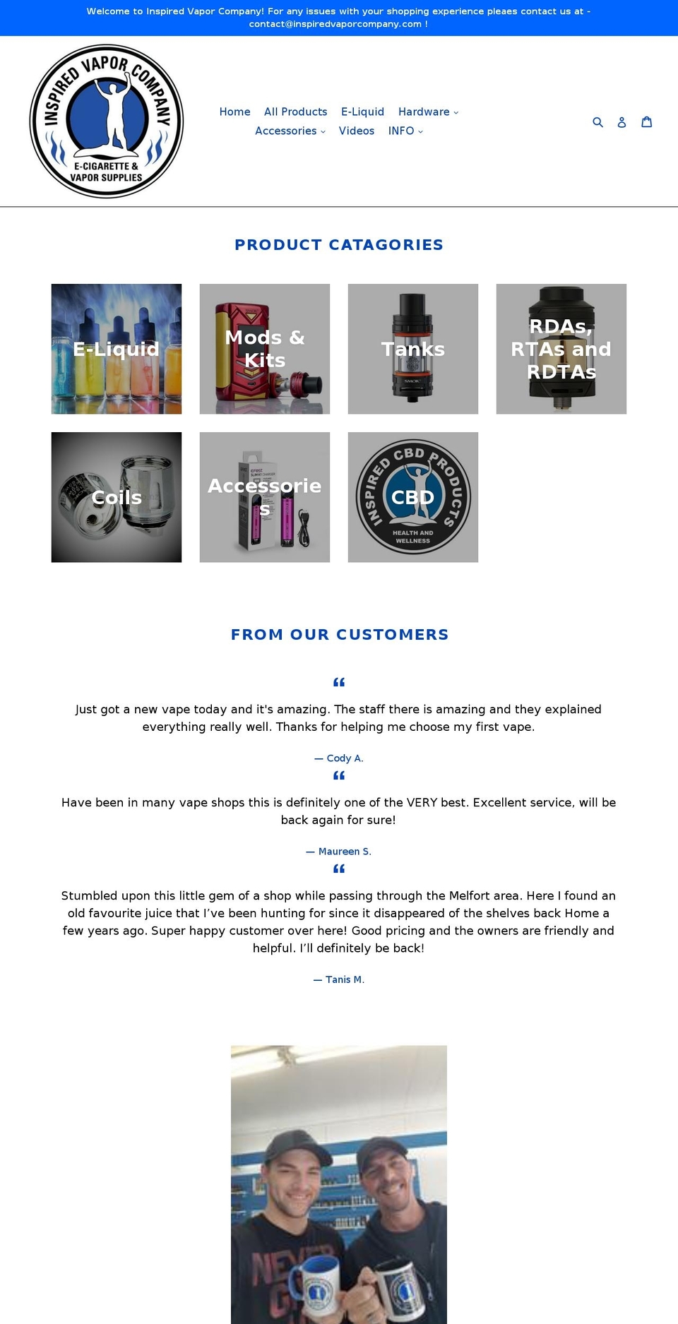 inspiredvaporcompany.com shopify website screenshot