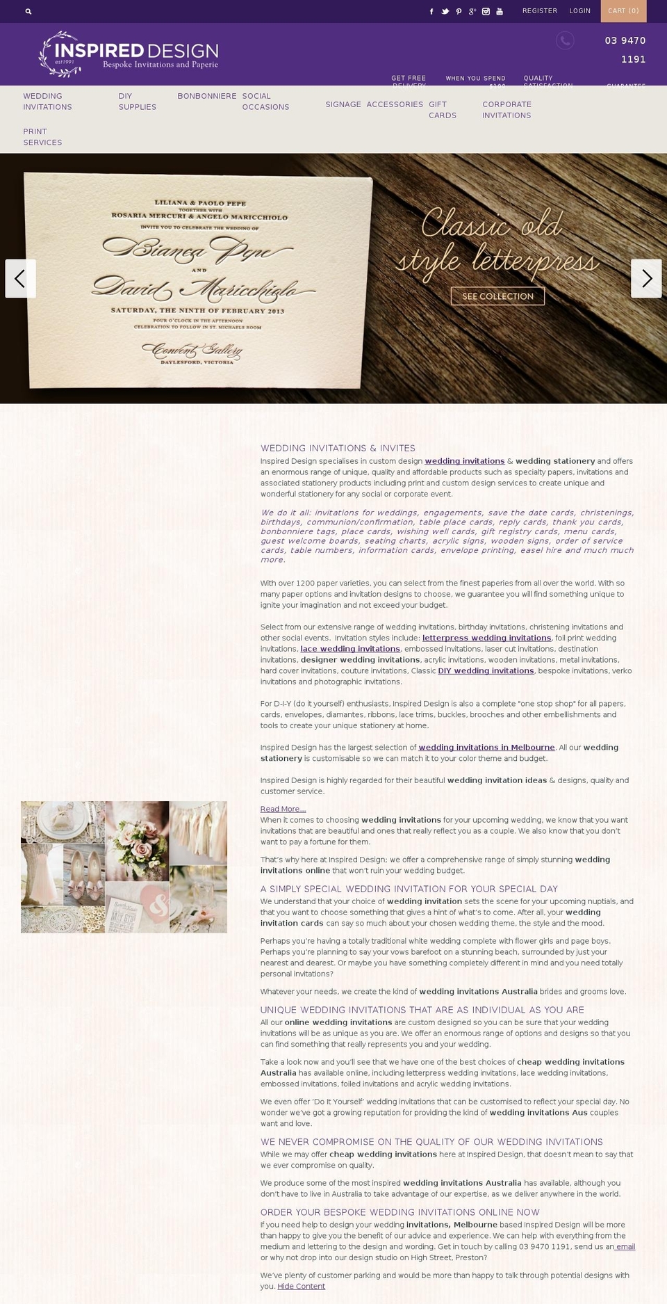 inspiredweddinginvitations.com — Shopify storefront screenshot