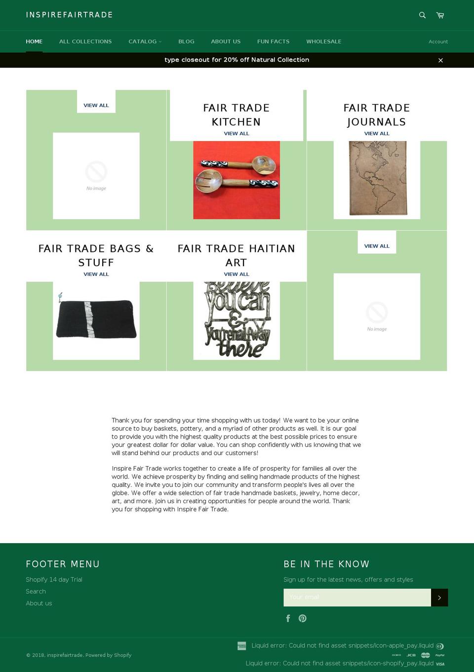 inspirefairtrade.com — Shopify storefront screenshot