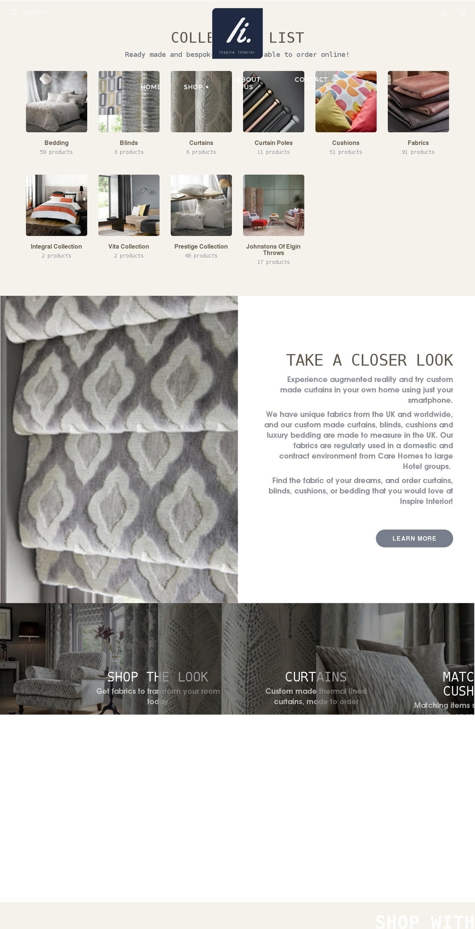 inspireinterior.co.uk shopify website screenshot