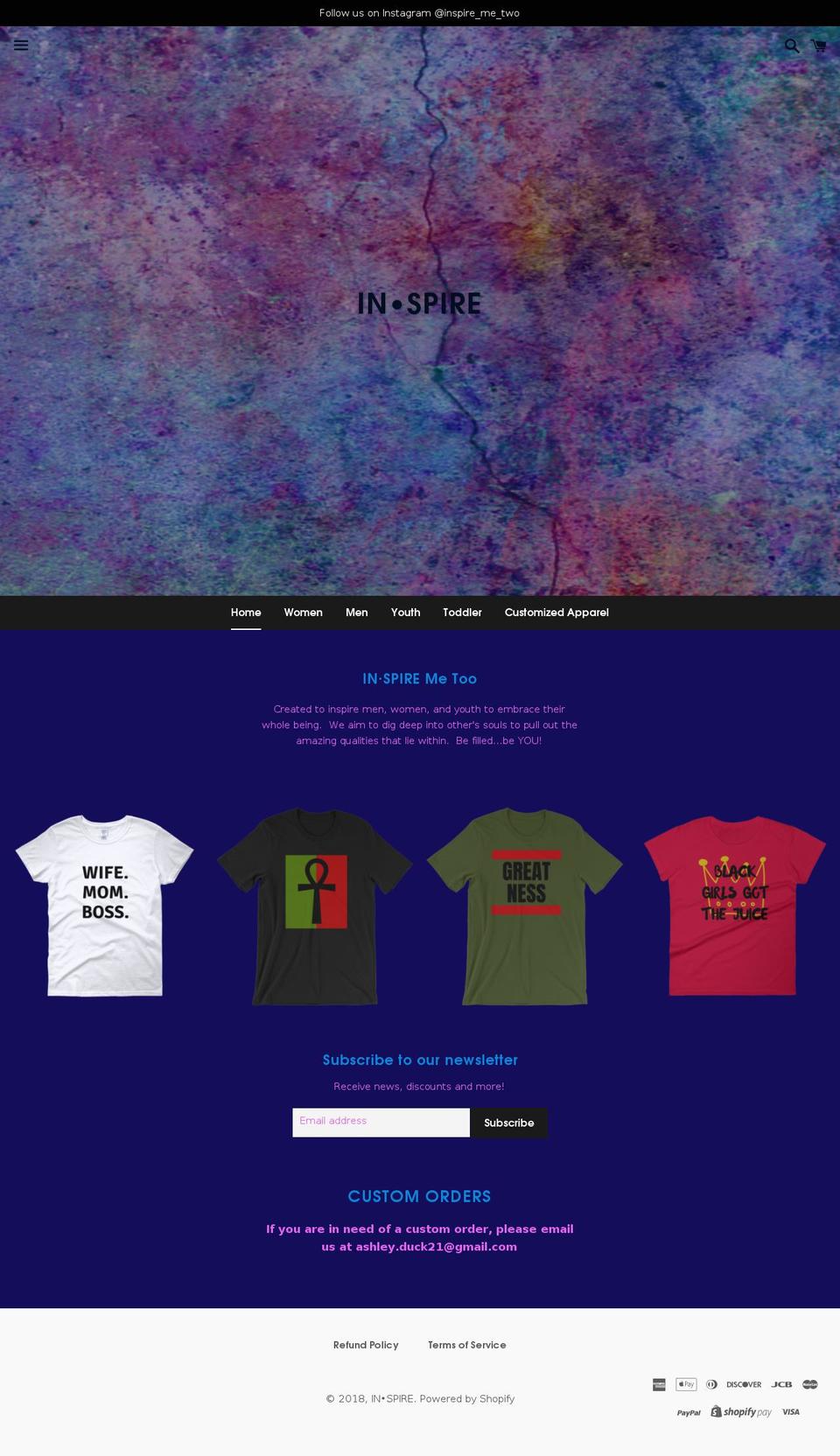 inspireme2.org shopify website screenshot