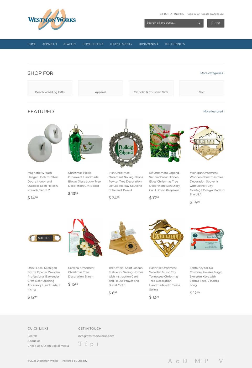 inspireworksgifts.com — Shopify storefront screenshot