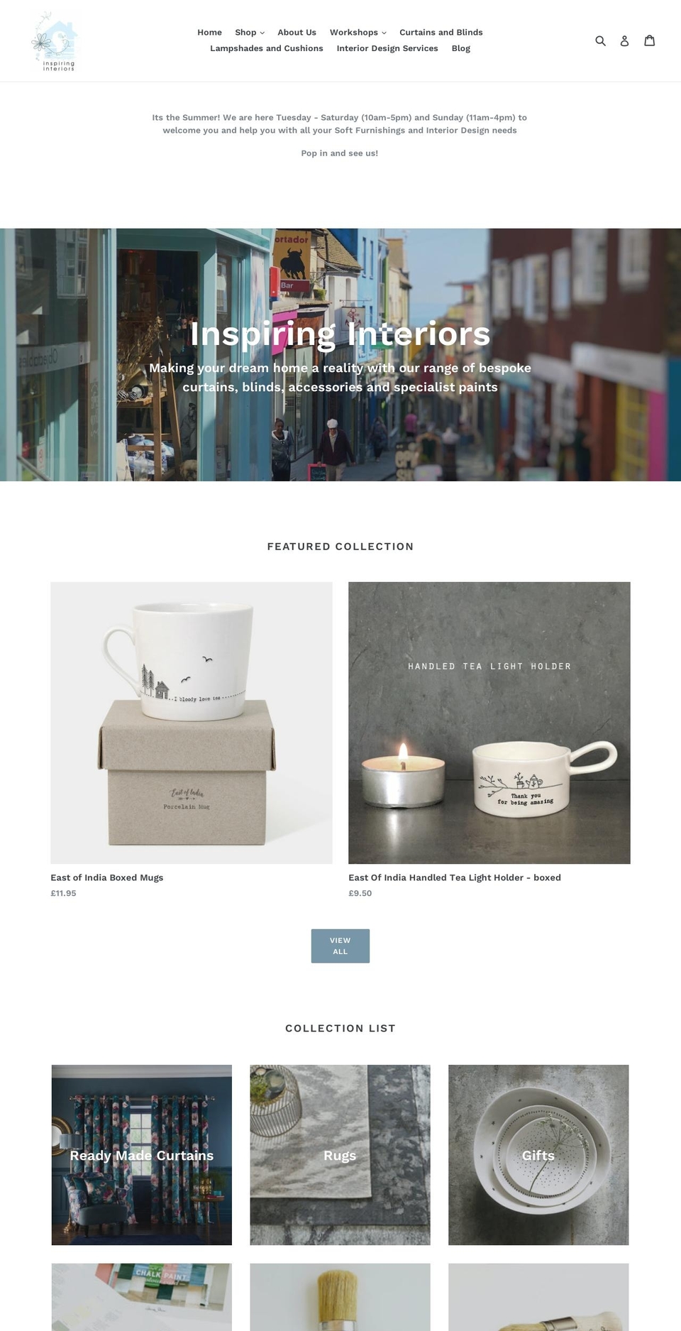 inspiringinteriors.co.uk shopify website screenshot