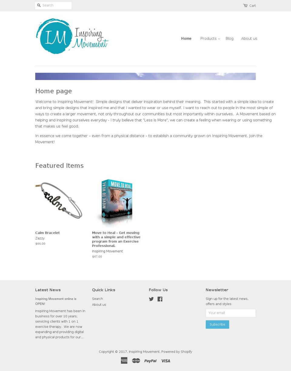 inspiringmovement.com shopify website screenshot