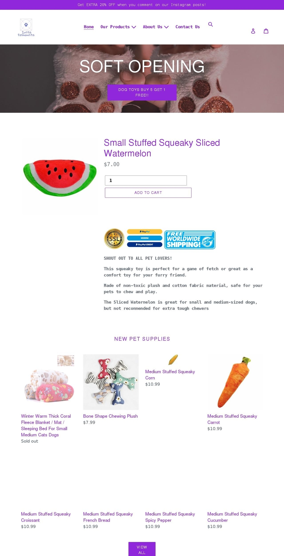insta-fashionista-store.com shopify website screenshot