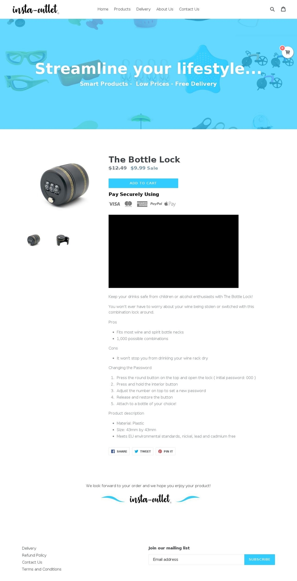insta-outlet.com — Shopify storefront screenshot