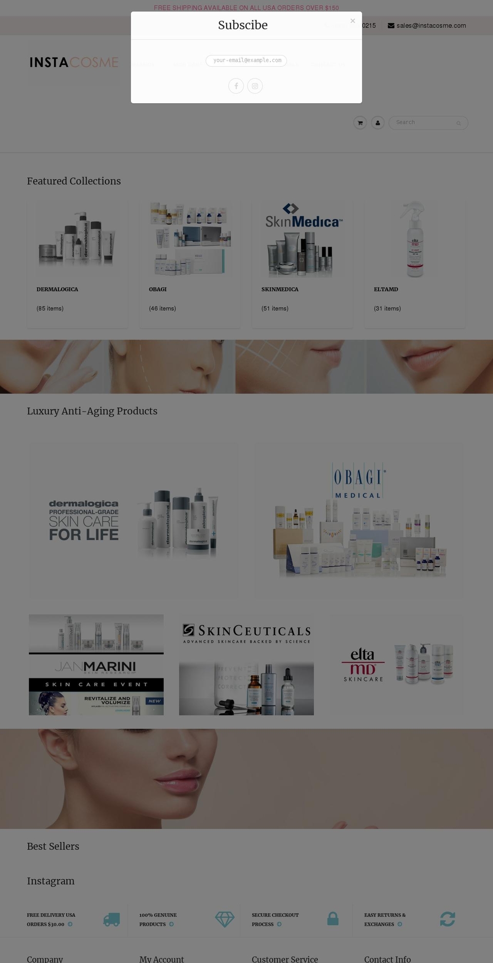 instacosme.com shopify website screenshot