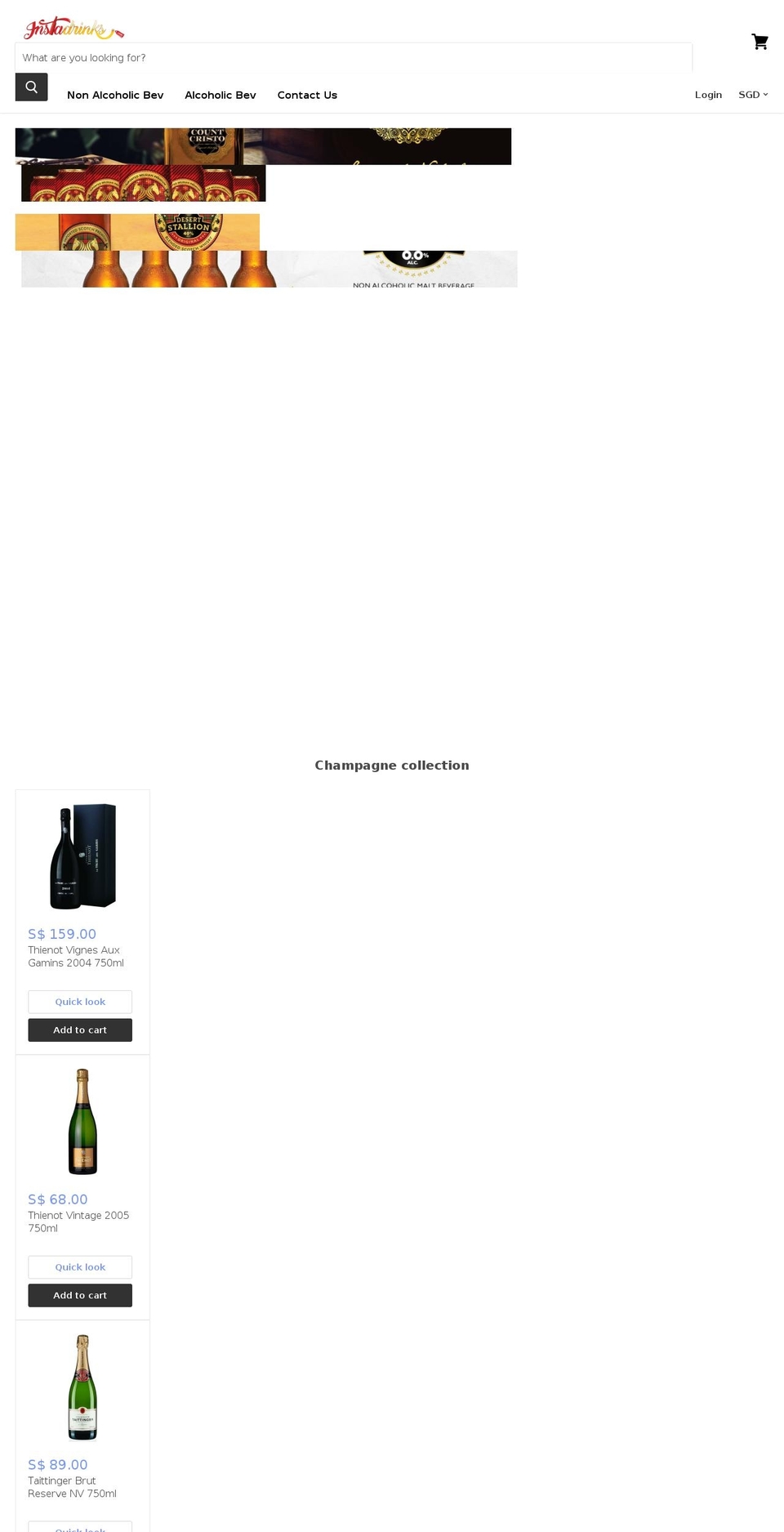 instadrinks.com shopify website screenshot