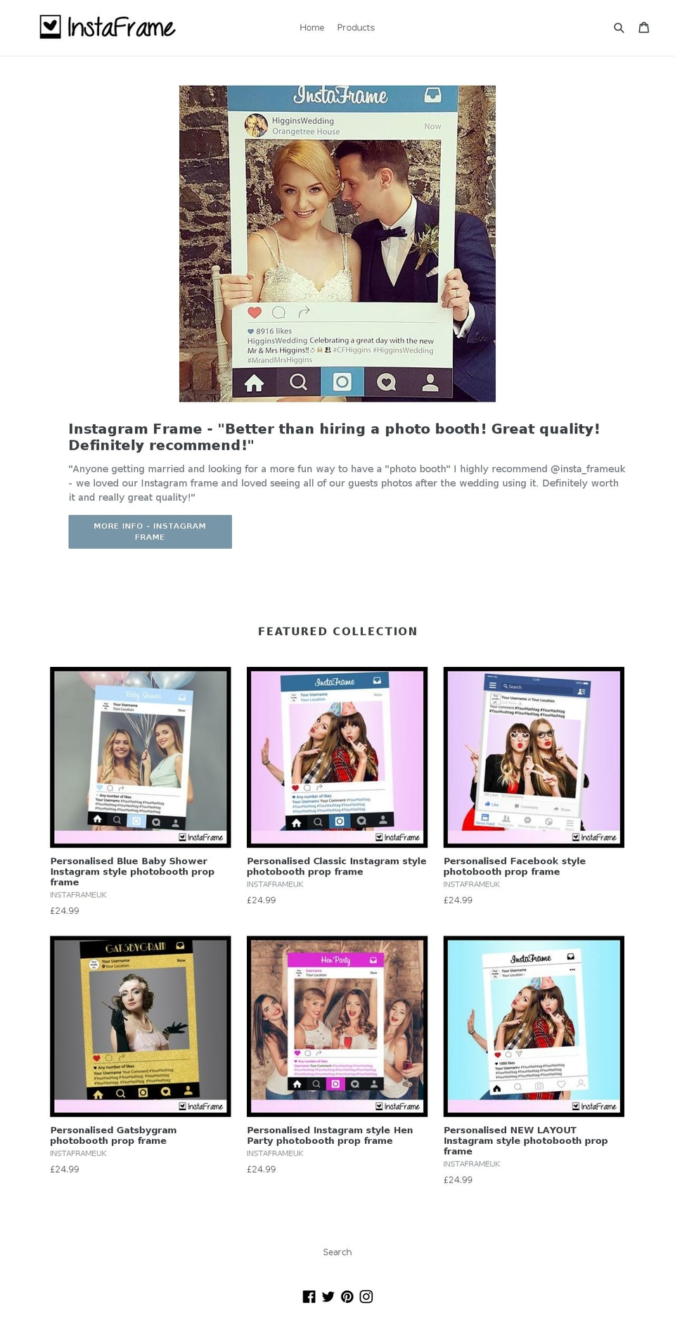 instaframeuk.com shopify website screenshot