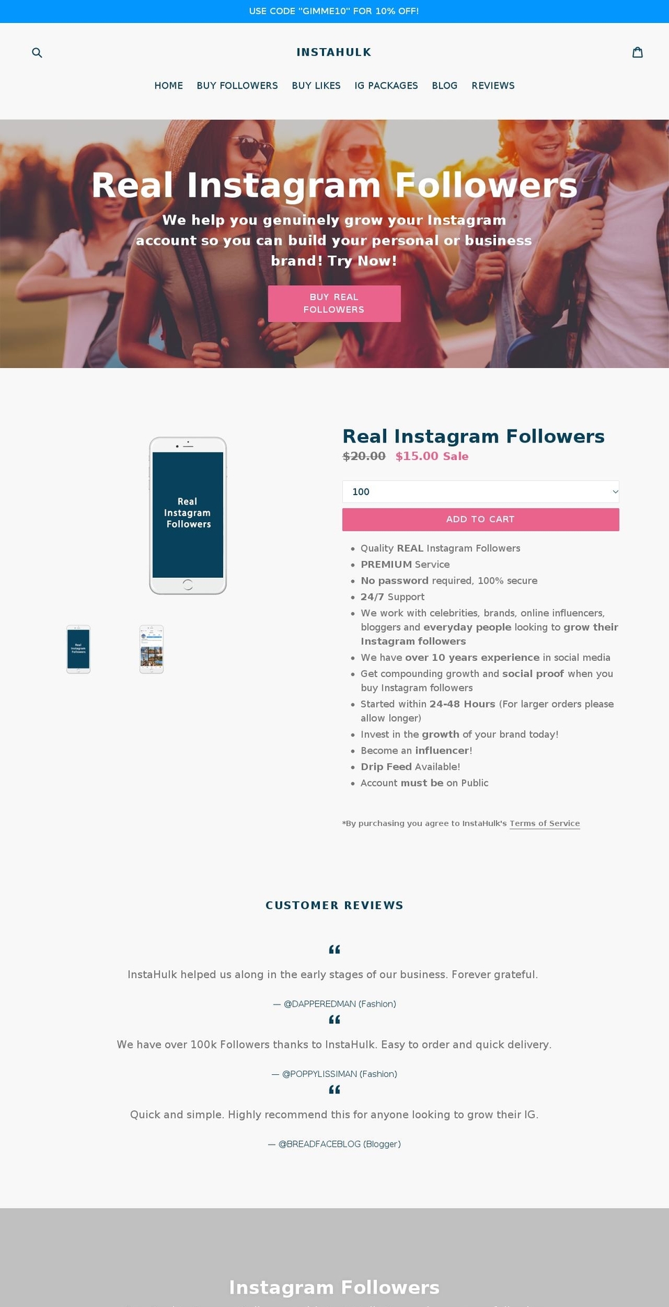 instahulk.com — Shopify storefront screenshot