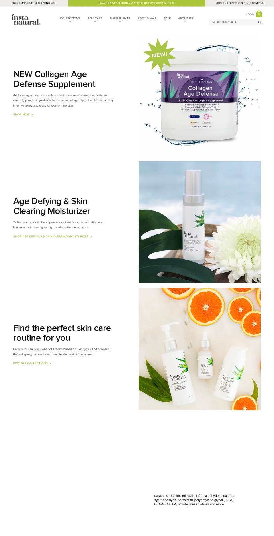instanaturals.com — Shopify storefront screenshot