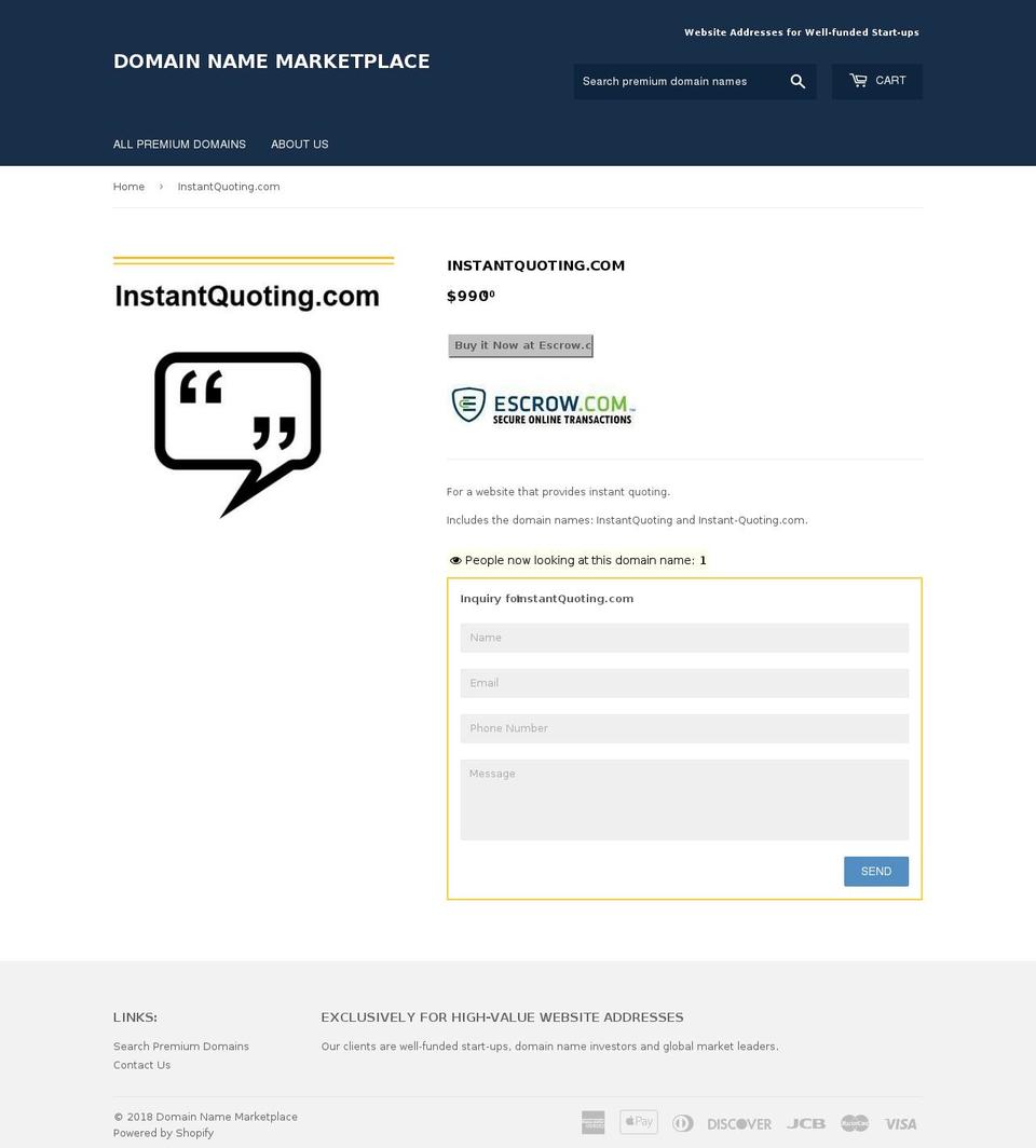 instant-quoting.com — Shopify storefront screenshot