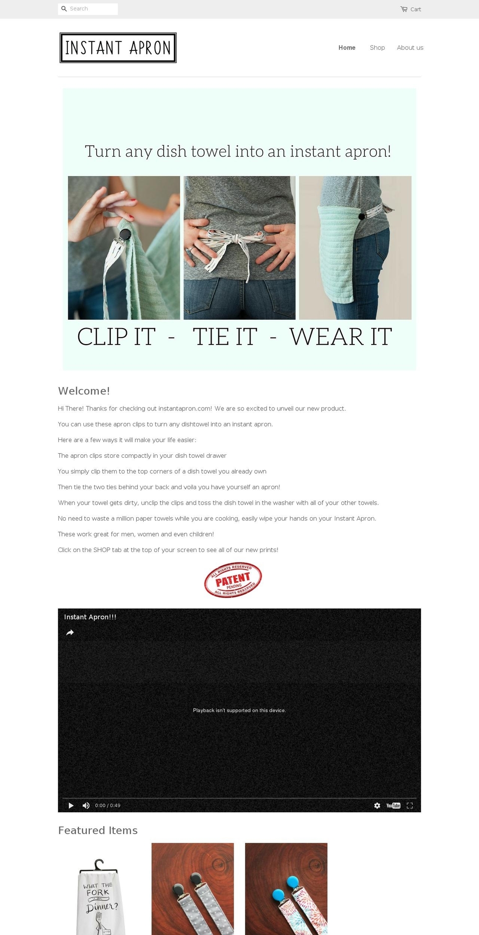 instantapron.com shopify website screenshot