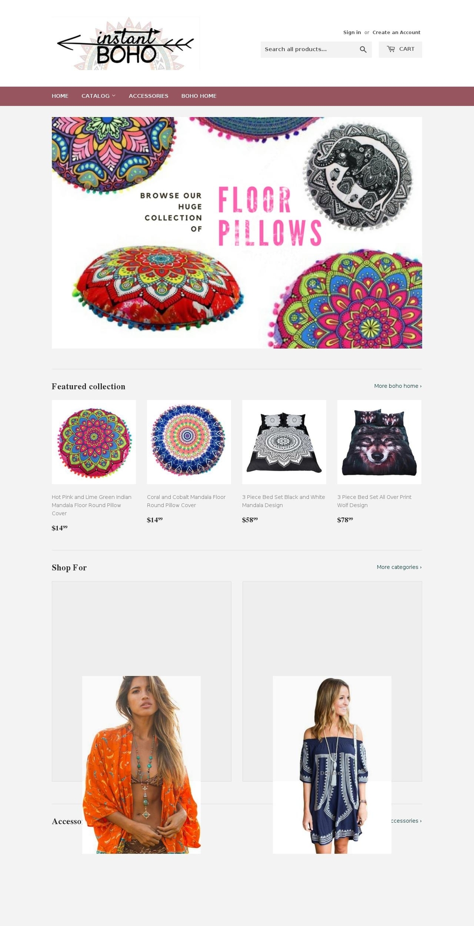 instantboho.com — Shopify storefront screenshot