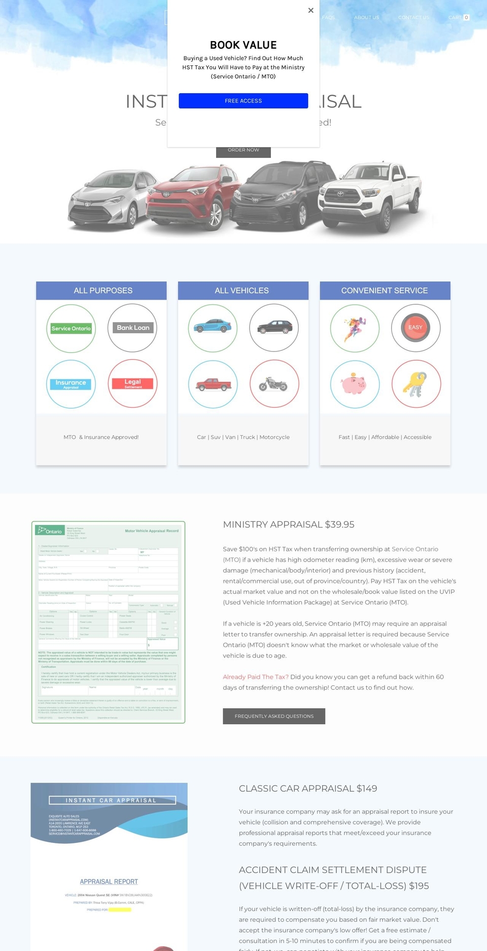 instantcarappraisal.com — Shopify storefront screenshot