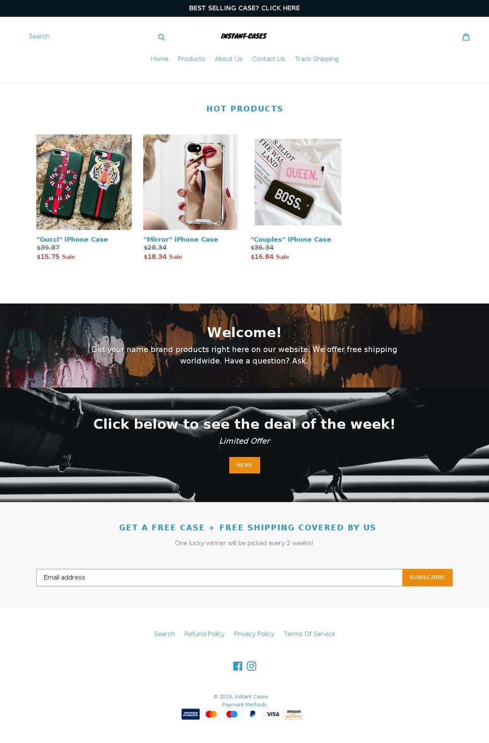 instantcases.com — Shopify storefront screenshot