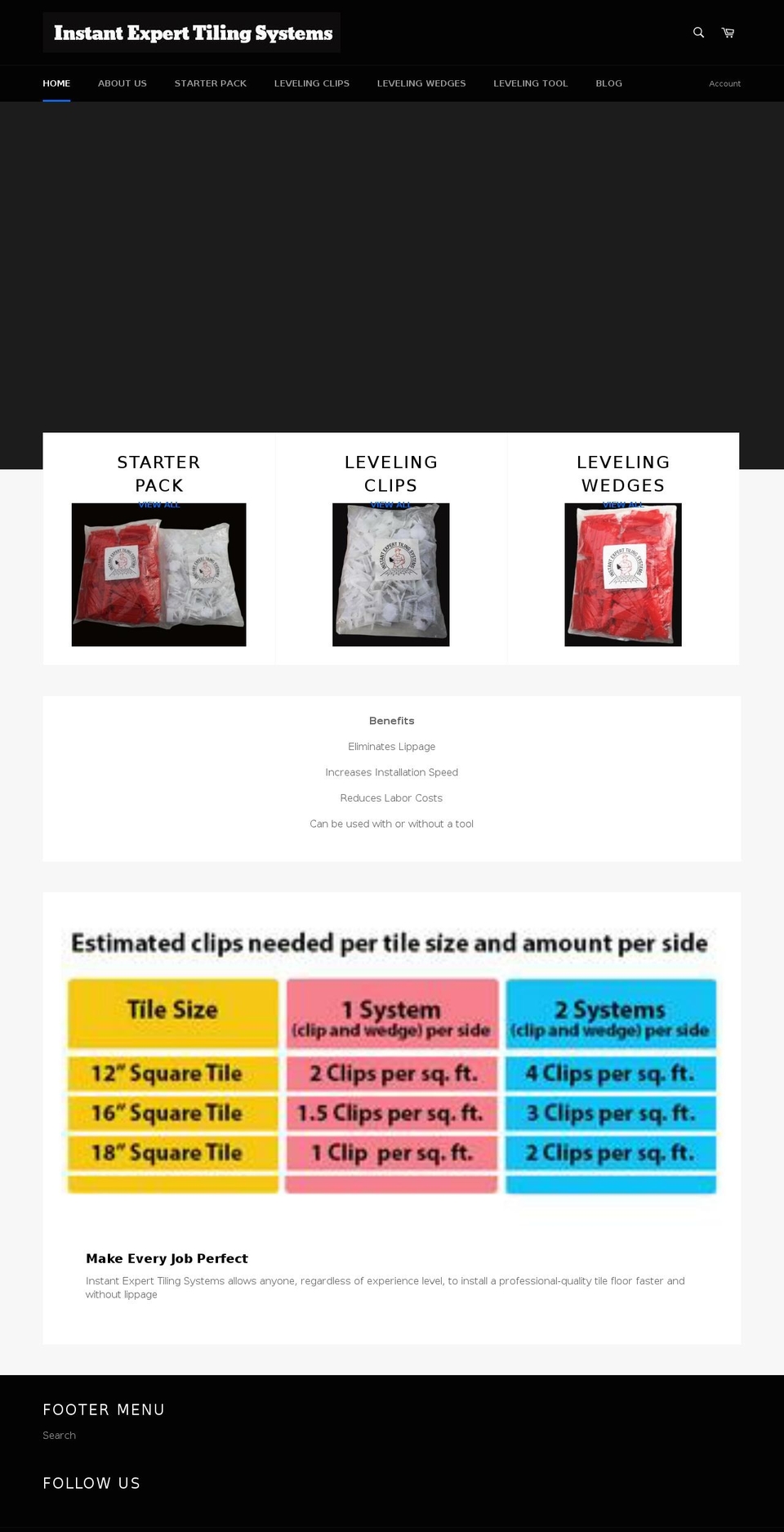 instantexperttilingsystems.com — Shopify storefront screenshot