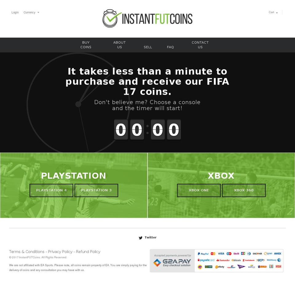 instantfutcoins.com shopify website screenshot