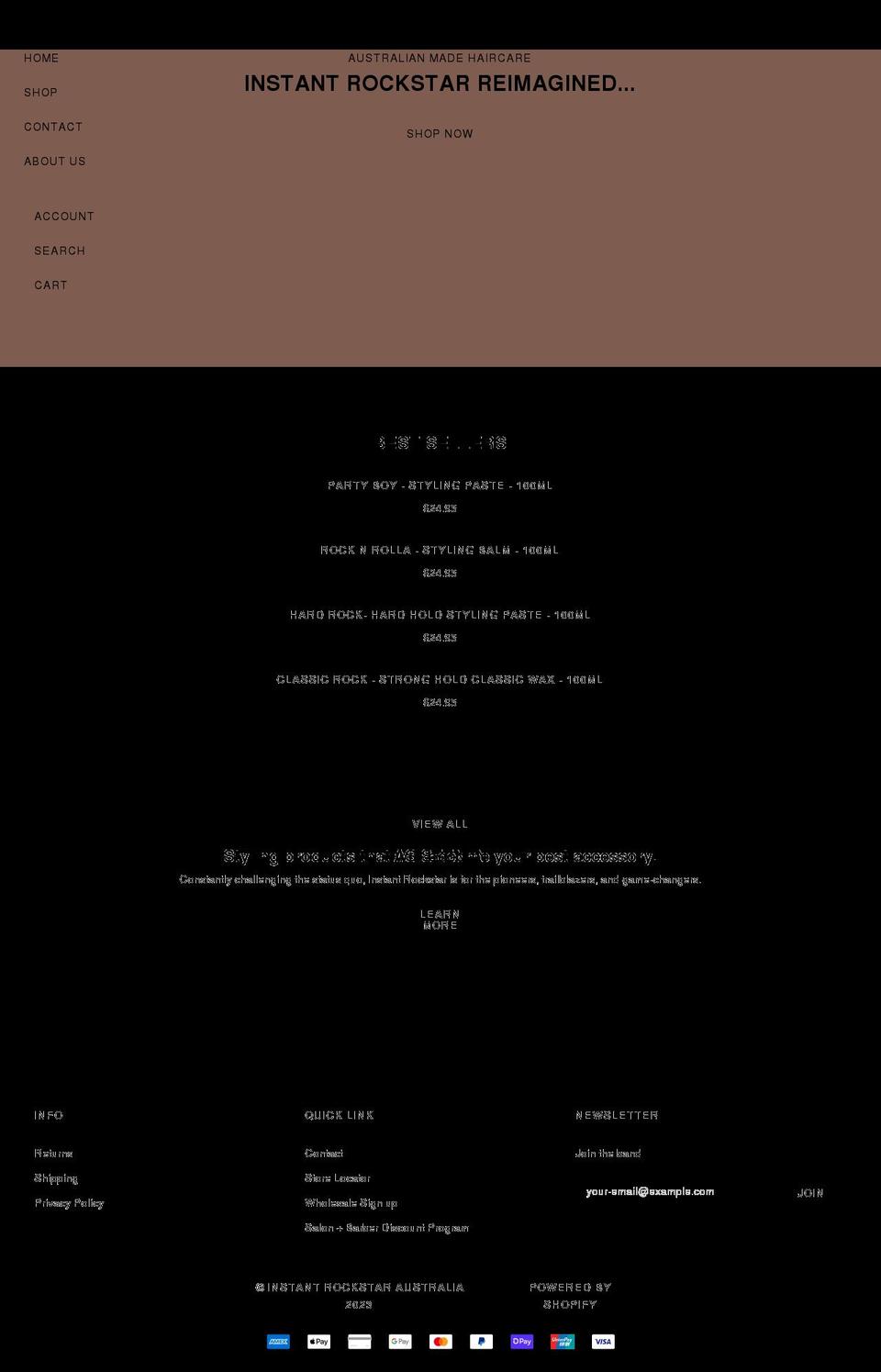 instantrockstar.com shopify website screenshot