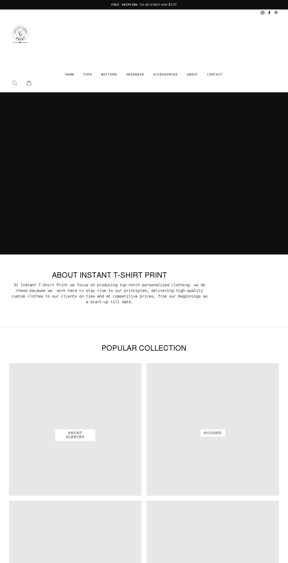 instanttshirtprint.com shopify website screenshot